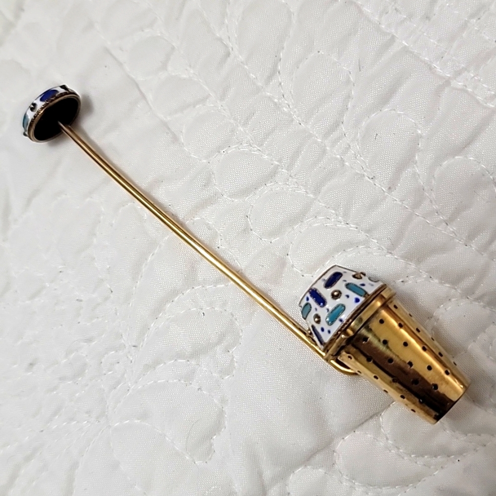 Cloisonne Enamel tea strainer MCM Russian - Picture 1 of 12